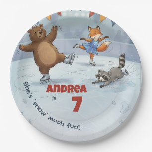 Assiettes En Carton Patins à glace de slapstick d'hiver Anniversaire a