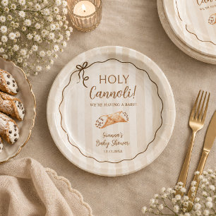 Assiettes En Carton Pâtisserie italienne amusante Holy Cannoli Baby Sh
