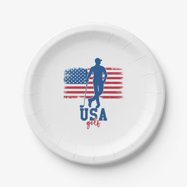 Assiettes En Carton Patriotic Golf USA (Devant)