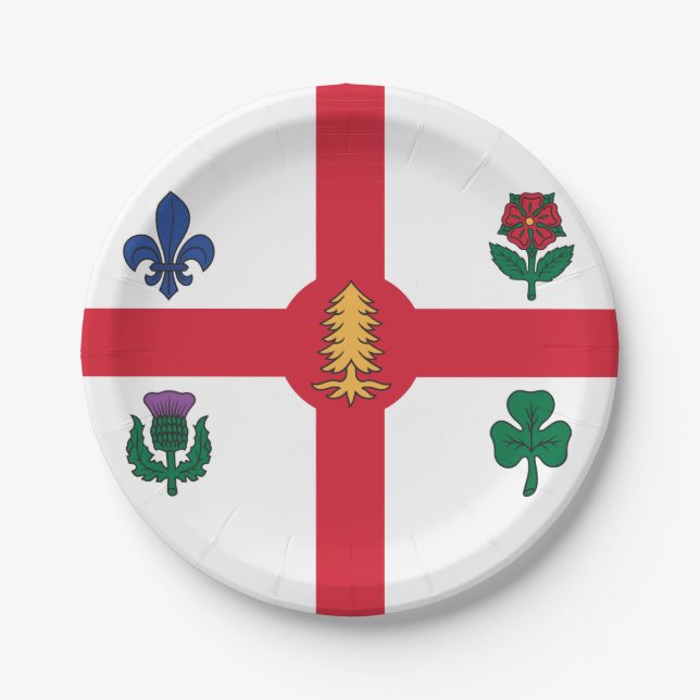 Assiettes En Carton Patriotic paper plate with flag of Montreal (Devant)