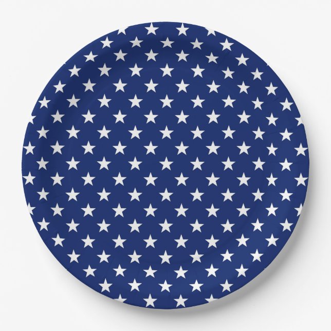 Assiettes En Carton Patriotic Stars Team USA Olympics Blue White  (Devant)