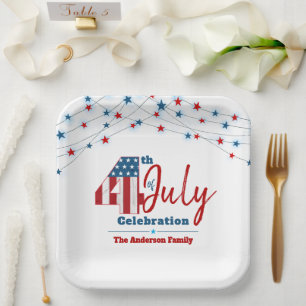 Assiettes En Carton Patriotique Juillet 4 Rouge Blanc Bleu États-Unis 