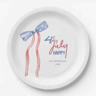 Assiettes En Carton Patriotique moderne 4 juillet Bow Party