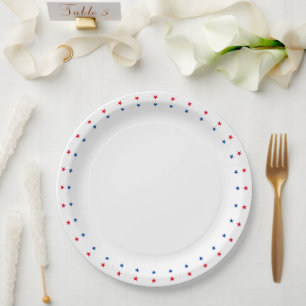 Assiettes En Carton Patriotique rouge blanc bleu étoiles frontière vac