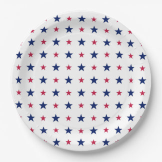Assiettes En Carton Patriotique Rouge Blanc Bleu Étoiles USA