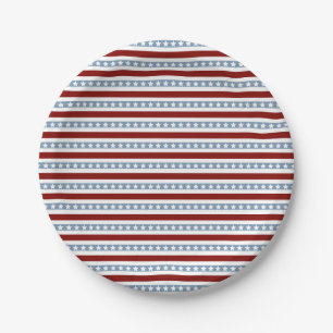 Assiettes En Carton Patriotique Rouge Bleu Bleu Étoiles et bandes