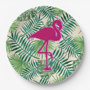Assiettes En Carton Pattern et Pink Flamingo