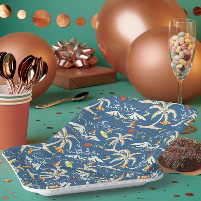 Assiettes En Carton Patters tropicaux (Multi)