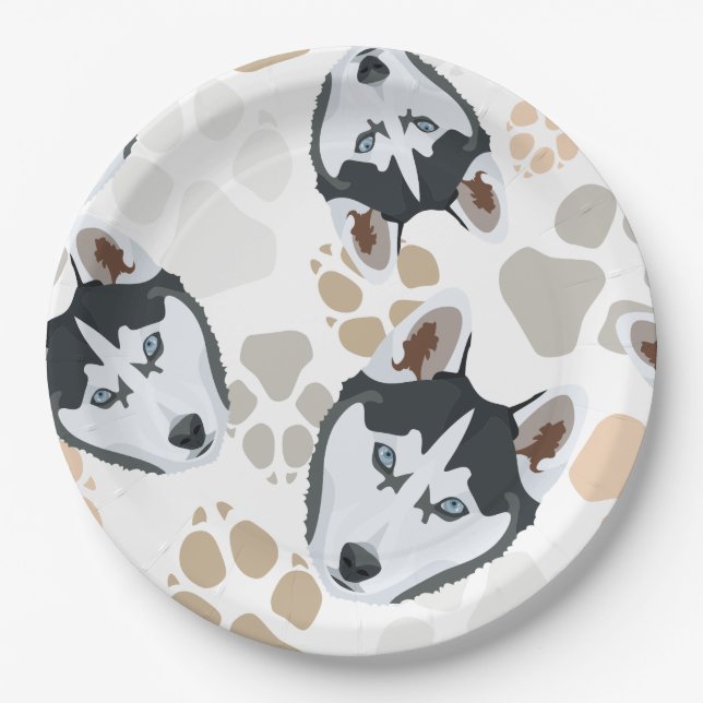 Assiettes En Carton Pattes de chien de motif enrouées (Devant)
