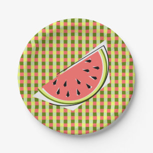 Assiettes En Carton Pâturage de pastèque Plaques de papier chèques