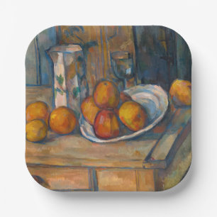 Assiettes En Carton Paul Cezanne - Nature morte au pot à lait et fruit