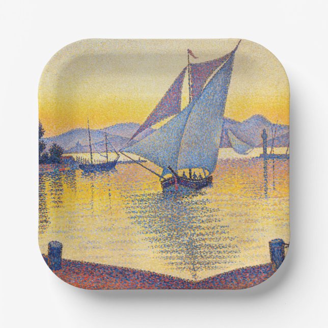 Assiettes En Carton Paul Signac - Le Port au coucher du soleil, Opus 2 (Recto)