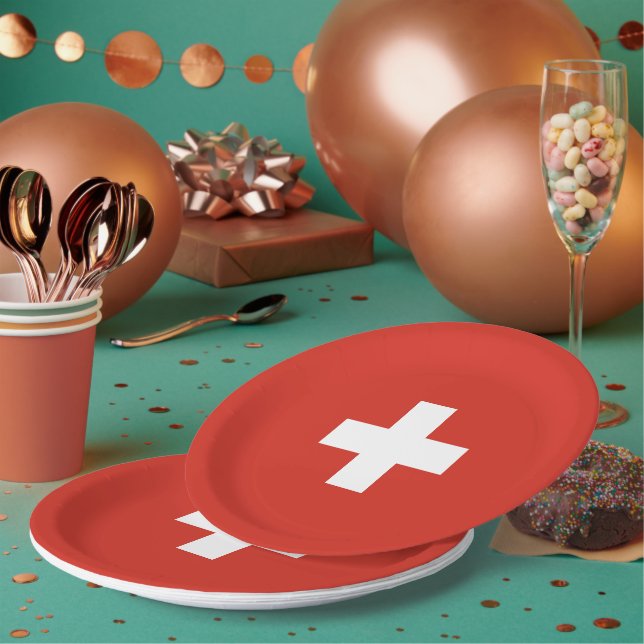 Assiettes En Carton pavillon suisse (Multi)