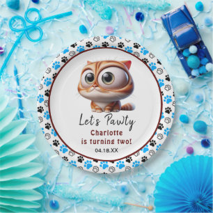 Assiettes En Carton Pawty ! Cute Cat 2e fête d'anniversaire
