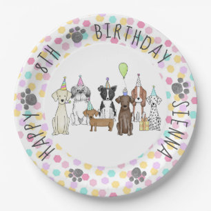 Assiettes En Carton Pawty, l'anniversaire du chien coquelicot