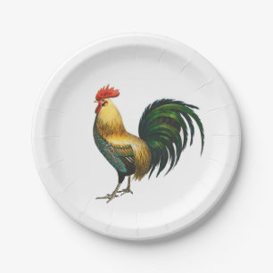 Assiettes En Carton Pays du coq classique élégant oiseau traditionnel