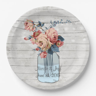 Assiettes En Carton Pays Floral Bois Mason Jar Mariage