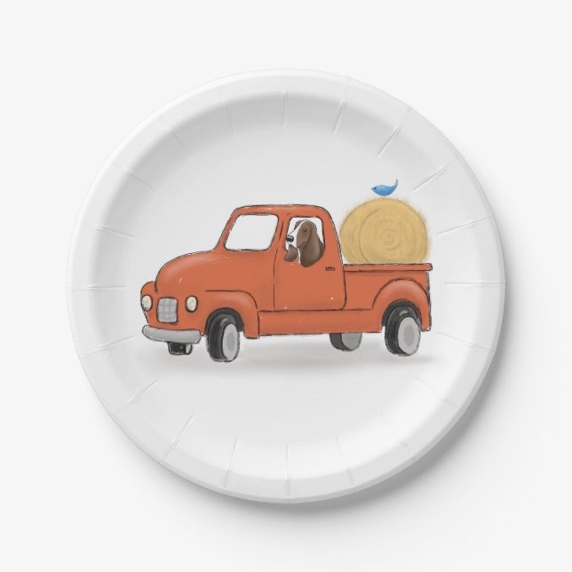 Assiettes En Carton Pays Pickup Camion Anniversaire (Devant)