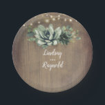 Assiettes En Carton Pays rustique Succulents Mariage de verdure<br><div class="desc">Plaques de papier mariage campagnard rustique Succulentes</div>