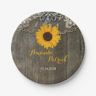 Assiettes En Carton Pays Tournesol Rustique Plaque Mariage