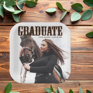 Assiettes En Carton Pays Western Graduate Photo Cowgirl Graduation