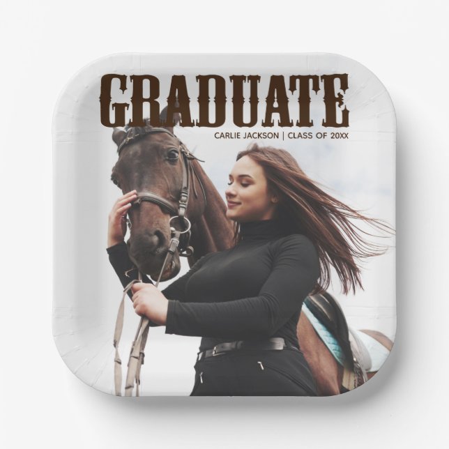 Assiettes En Carton Pays Western Graduate Photo Cowgirl Graduation (Recto)