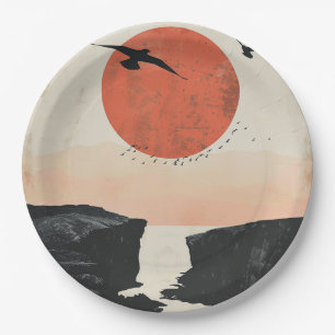 Assiettes En Carton Paysage Abstrait de Boho (12)