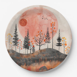 Assiettes En Carton Paysage Abstrait de Boho (13)