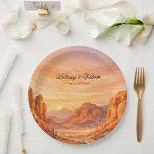 Assiettes En Carton Paysage de montagne désertique de mariage