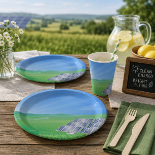 Assiettes En Carton Paysage de panneaux solaires respectueux de l'envi