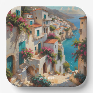 Assiettes En Carton Paysage de peinture à l'huile fantaisie mignon