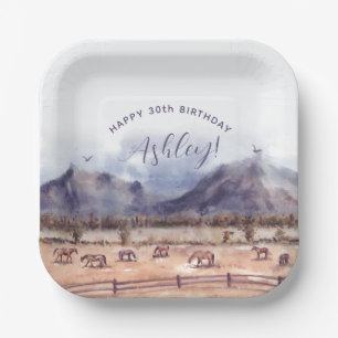 Assiettes En Carton Paysage des chevaux Jalon Anniversaire