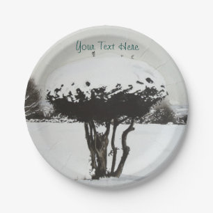 Assiettes En Carton paysage festif unique scène de neige à noël