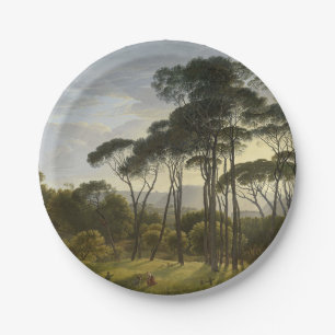 Assiettes En Carton Paysage italien avec pins parasols (Voogd)