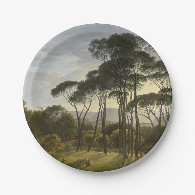 Assiettes En Carton Paysage italien avec pins parasols (Voogd) (Devant)