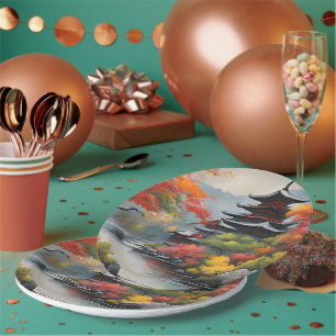 Assiettes En Carton Paysage japonais