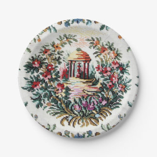 ASSIETTES EN CARTON PAYSAGE NEEDLEPOINT 2 PLAQUES DE PAPIER