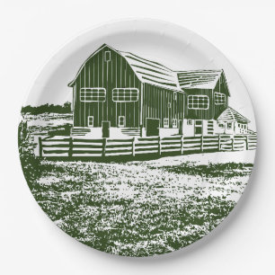 Assiettes En Carton Paysage rural maison de ferme de style coupe
