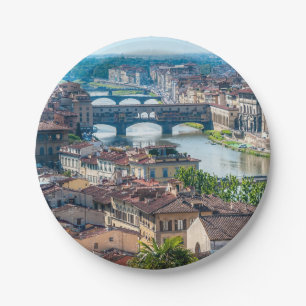 Assiettes En Carton Paysage urbain de Florence - Pont Vecchio sur l'Ar