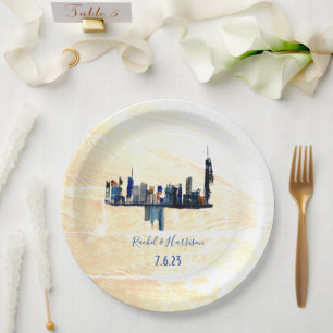Assiettes En Carton Paysage urbain de Londres Paysage peint Mariage