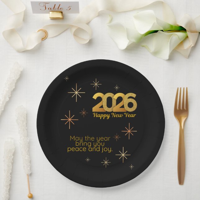 Assiettes En Carton Peace and Joy 2026 Paper Plate (Mariage)