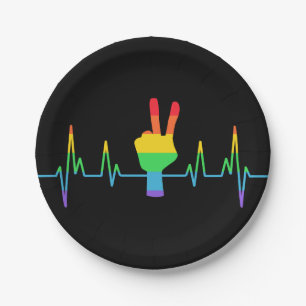 Assiettes En Carton Peace Gay Hearbeat LGBT