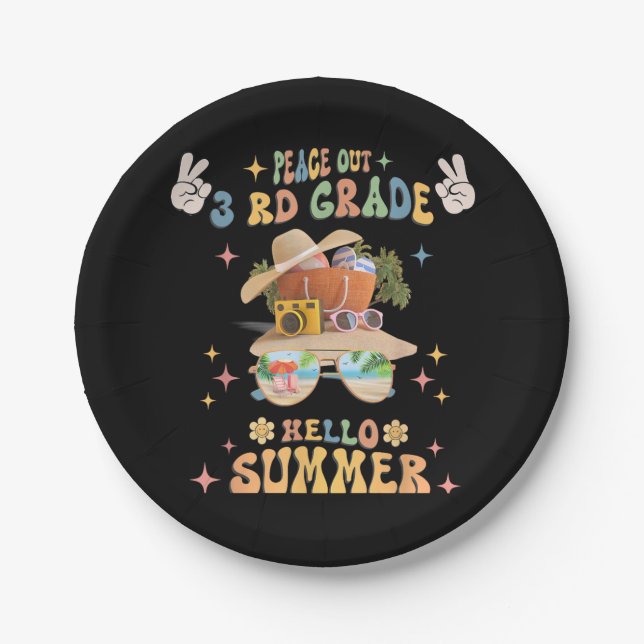 Assiettes En Carton Peace out 3e année Bonjour été (Devant)
