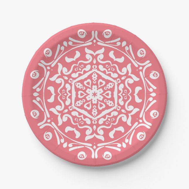 Assiettes En Carton Peach Mandala (Devant)