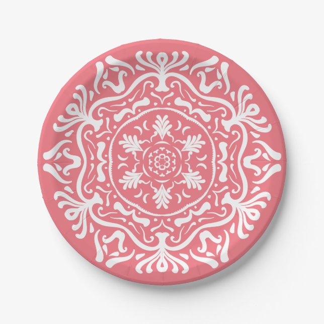 Assiettes En Carton Peach Mandala (Devant)