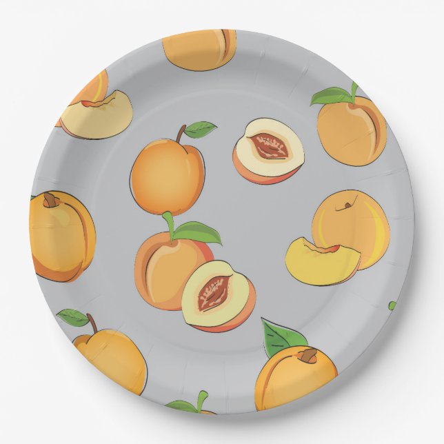 Assiettes En Carton Peach Pattern 6 (Devant)
