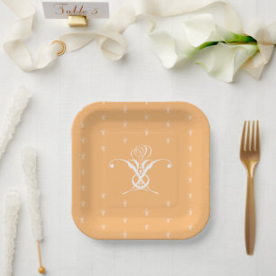 Assiettes En Carton Peach Retro White Flourd Rose