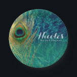 Assiettes En Carton Peacock Plumes Bleu Turquoise Or Boho Personnalisé<br><div class="desc">Plumes Peacock Bleu Turquoise or Boho Plaques de fête personnalisée. Faites de l'arrière - plan n'importe quelle couleur. Éléments correspondants disponibles. Customisez avec tout texte.</div>