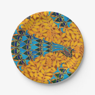 Assiettes En Carton Peacocs et arbre décoratifs Art Nouveau vintages