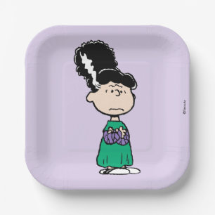 Assiettes En Carton Peanuts Lucy Mariée de Frankenstein Halloween